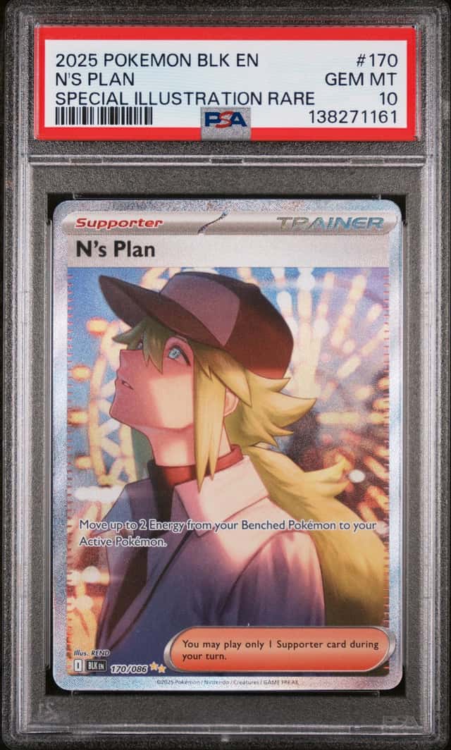 PSA 10 Pokemon TCG 2025 Pokemon Blk En-Black Bolt #170 N'S Plan GEM MT