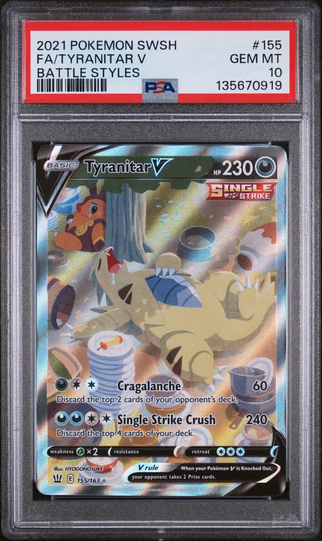 2021 Pokémon Tyranitar V Battle Styles Alt Art #155 PSA 10