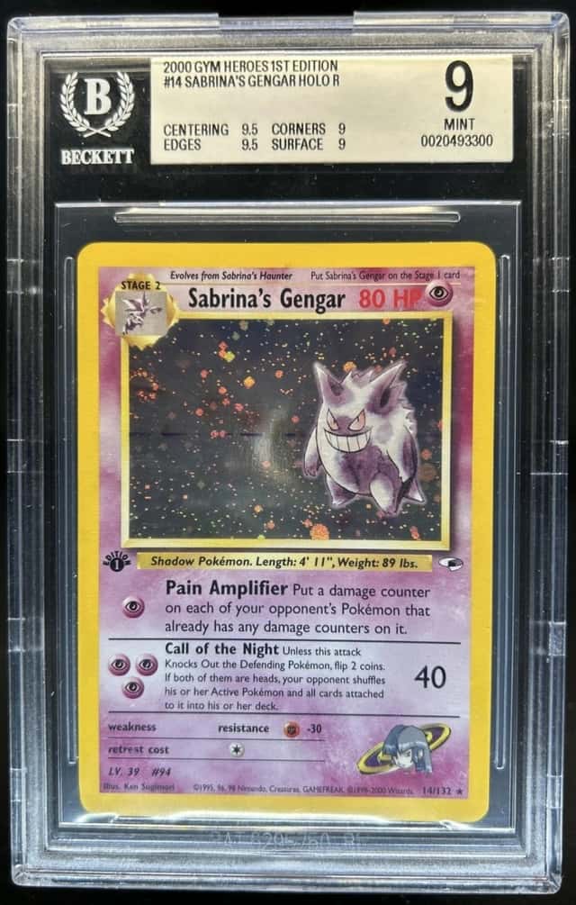 2000 Pokemon Gym Heroes 1st Edition Sabrina's Gengar Holo #14/132 BGS 9