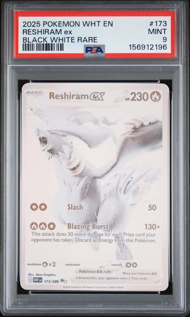 2025 Pokemon White Flare Reshiram ex Black and Rare #173/086 PSA 9