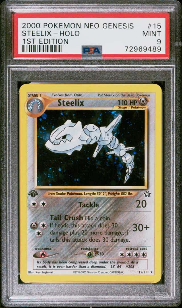 2000 Pokemon Neo Genesis 1st Edition Holo Steelix PSA 9 #15/111