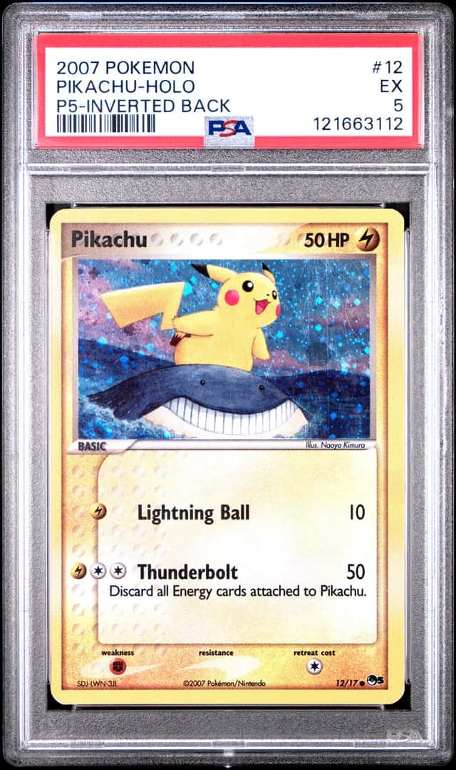 POKEMON PIKACHU 2007 POP SERIES 5 #12 P5-INVERTED BACK HOLO PSA 5