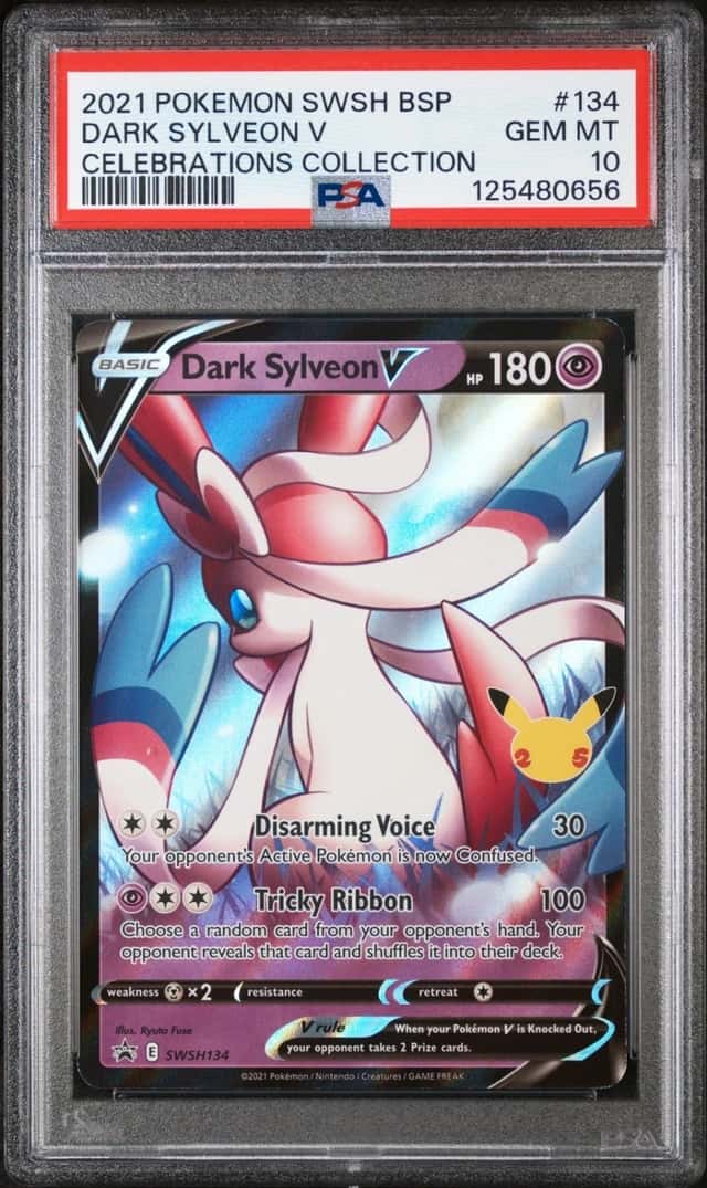 2021 POKEMON SWSH BLACK STAR PROMO CELEBRATIONS COLLECTION DARK SYLVEON V PSA 10