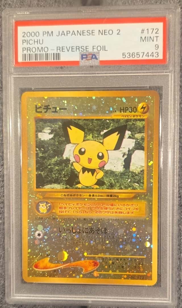 Pokemon 2000 Japanese Neo Premium File 2 Pichu 172 Holo Promo PSA 9