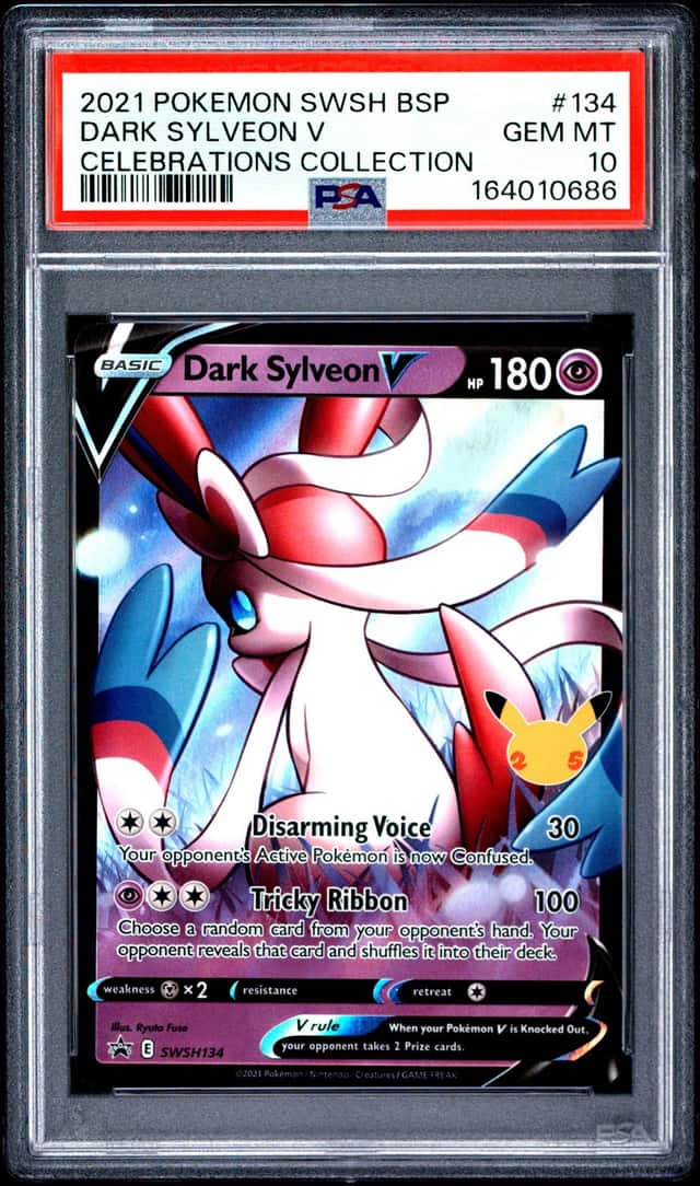 2021 POKEMON SWSH BLACK STAR PROMO CELEBRATIONS COLLECTION DARK SYLVEON V PSA 10