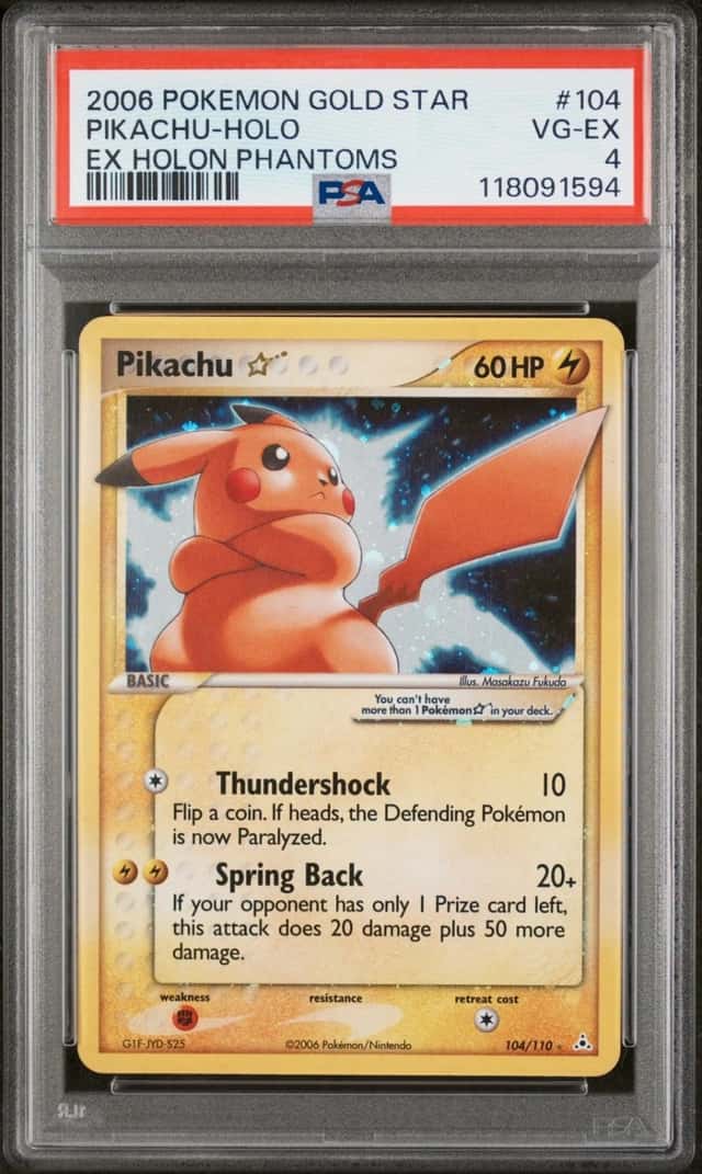 Pokemon Pikachu Gold Star Holo Holon Phantoms 104/110 PSA 4