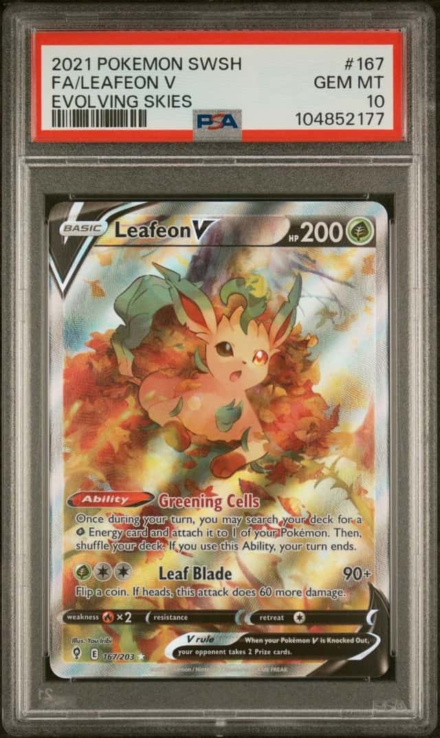 Pokemon Leafeon V Evolving Skies Full Alt Art 167/203 PSA 10 Gem Mint