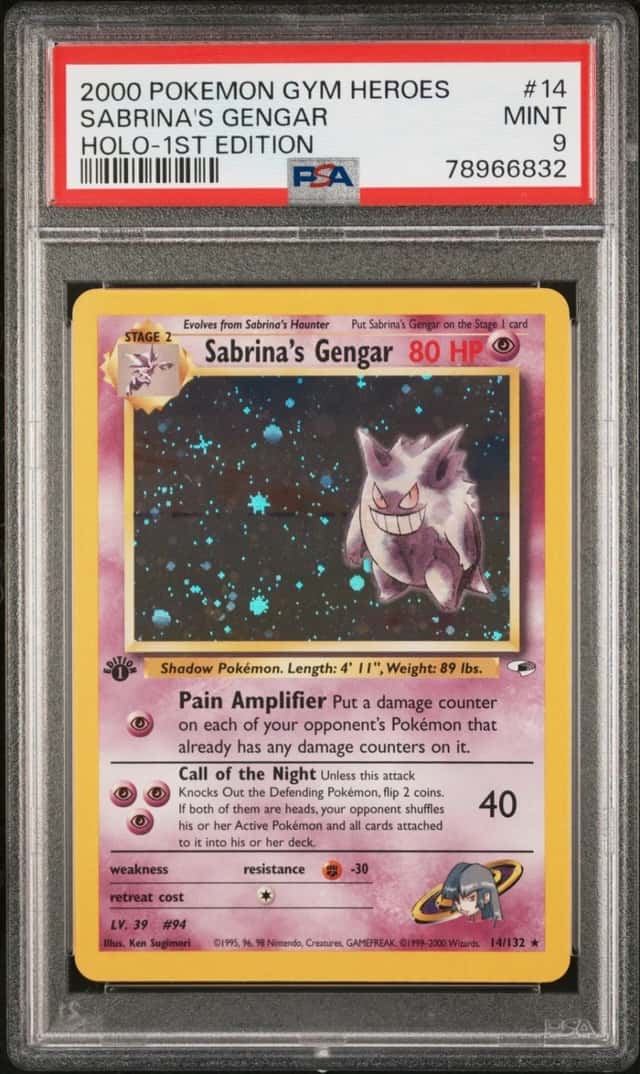 Pokemon Sabrina's Gengar Gym Heroes 14/132 Holo 1st Edition PSA 9 Mint