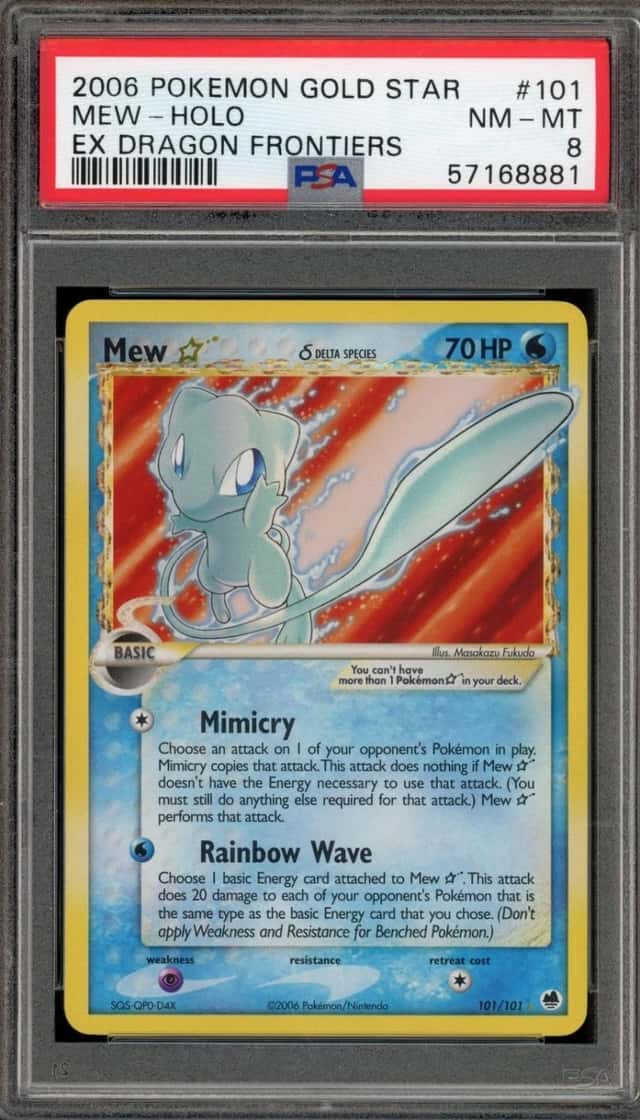 Pokemon Mew Gold Star Holo EX Dragon Frontiers 101/101 PSA 8