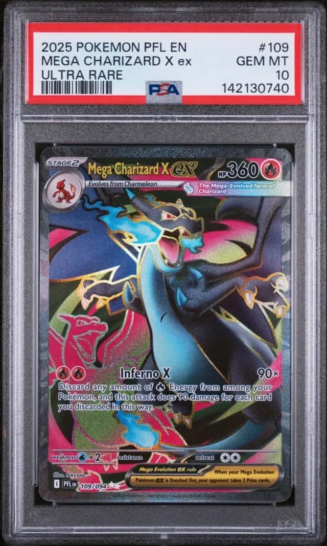 2025 POKEMON PFL EN-PHANTASMAL FLAMES ULTRA RARE #109 MEGA CHARIZARD X EX PSA 10