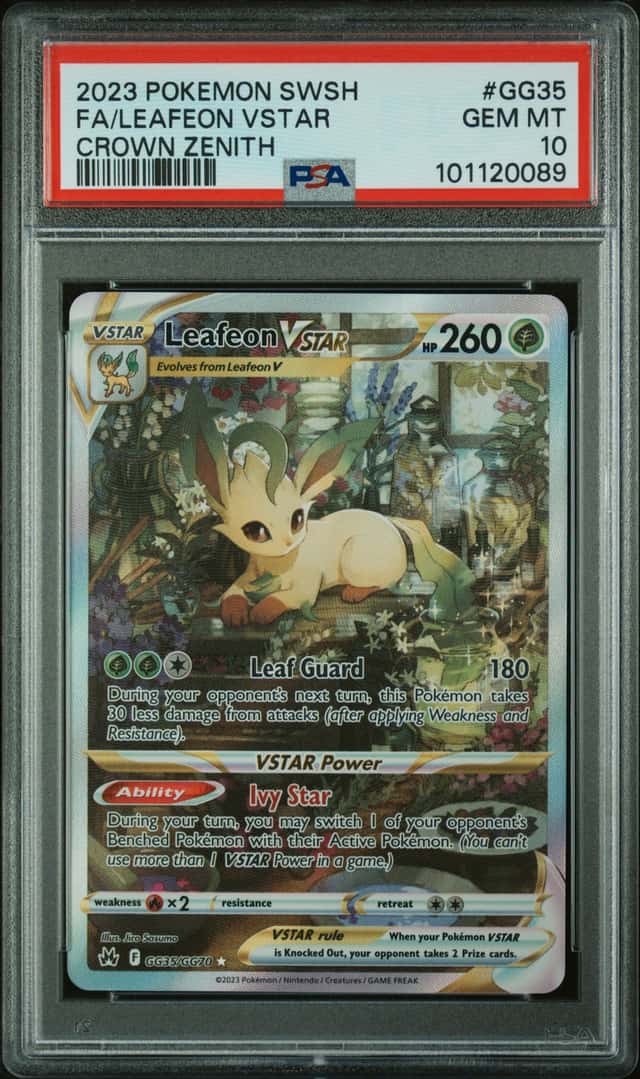Pokemon 2023 Crown Zenith Galarian Gallery Leafeon VSTAR PSA 10 GG35/GG70