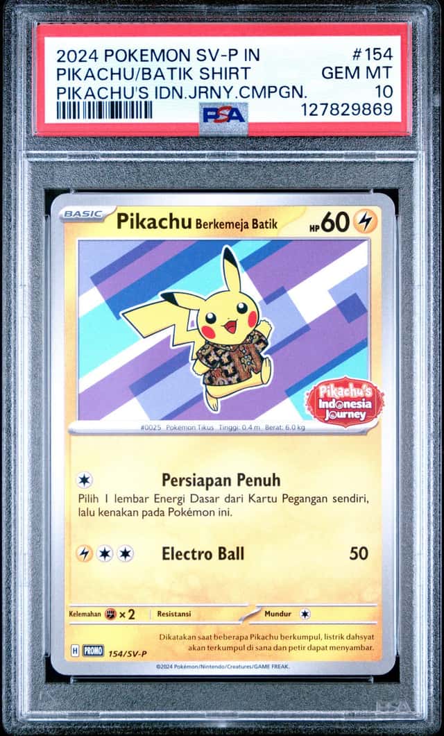 PIKACHU BATIK SHIRT 2024 POKEMON SV-P PROMO #190 INDONESIA PSA 10 Q0895