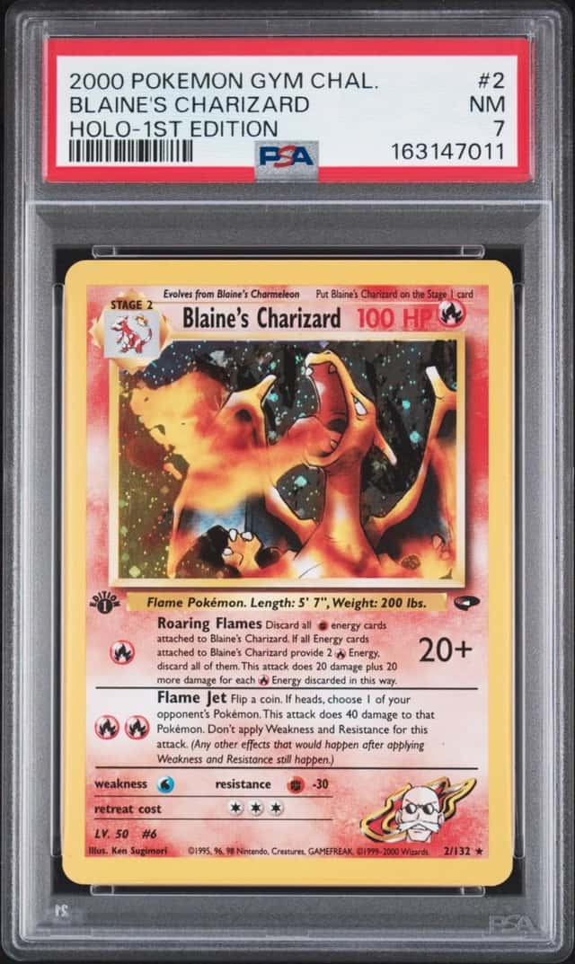 2000 POKEMON GYM CHALLENGE HOLO-1ST EDITION #2 BLAINE'S CHARIZARD PSA 7