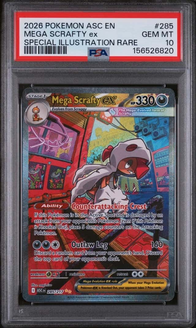 2026 POKEMON ASCENDED HEROES SPECIAL ILLUSTRATION RARE MEGA SCRAFTY EX PSA 10