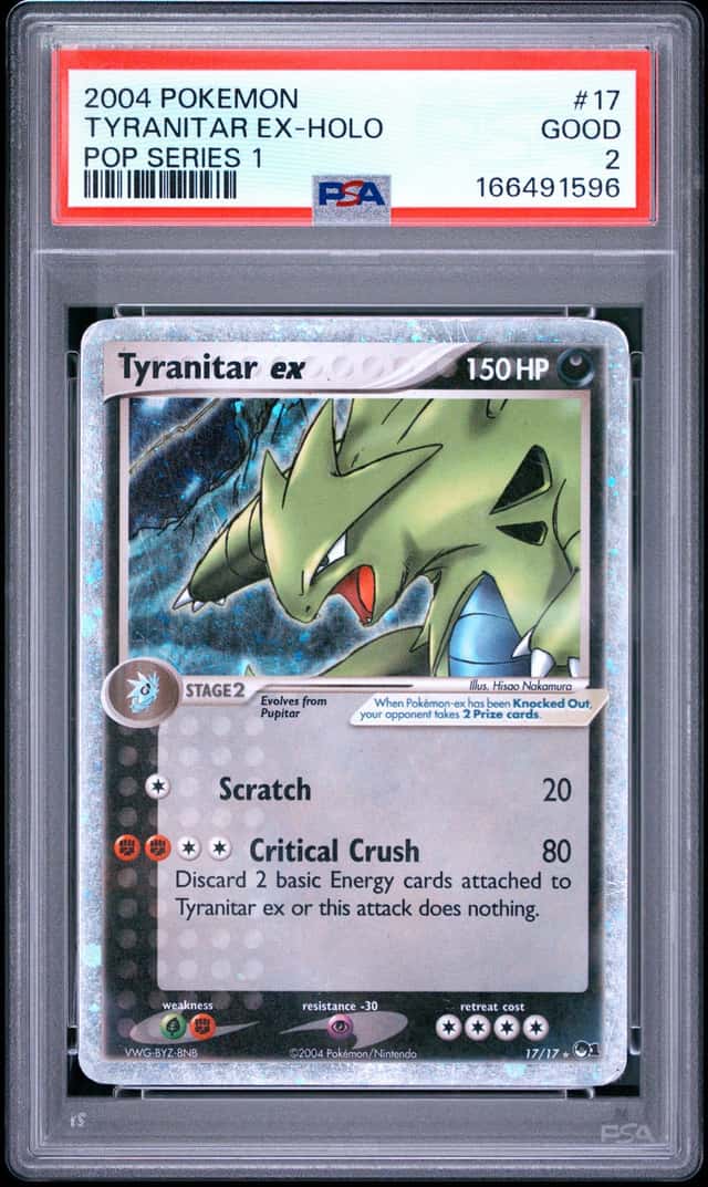 2004 POKEMON POP SERIES 1 #17 TYRANITAR EX-HOLO PSA 2