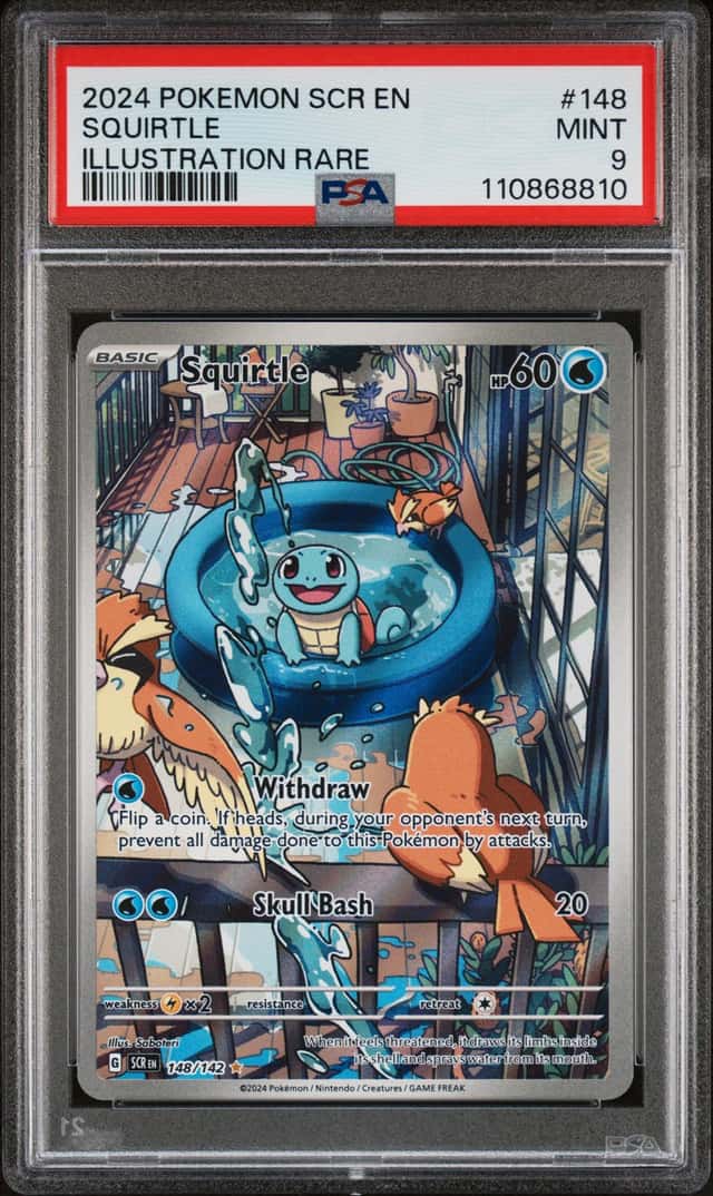 2024 POKEMON STELLAR CROWN IR ILLUSTRATION RARE SQUIRTLE 148/142 PSA 9