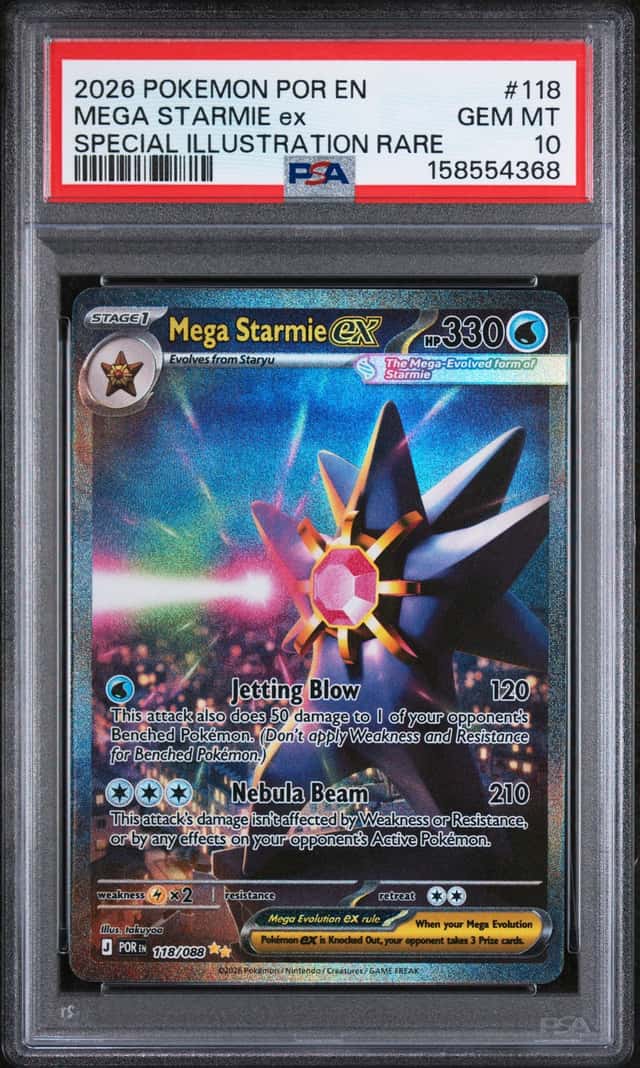 2026 POKEMON PERFECT ORDER SPECIAL ILLUSTRATION RARE #118 MEGA STARMIE EX PSA 10