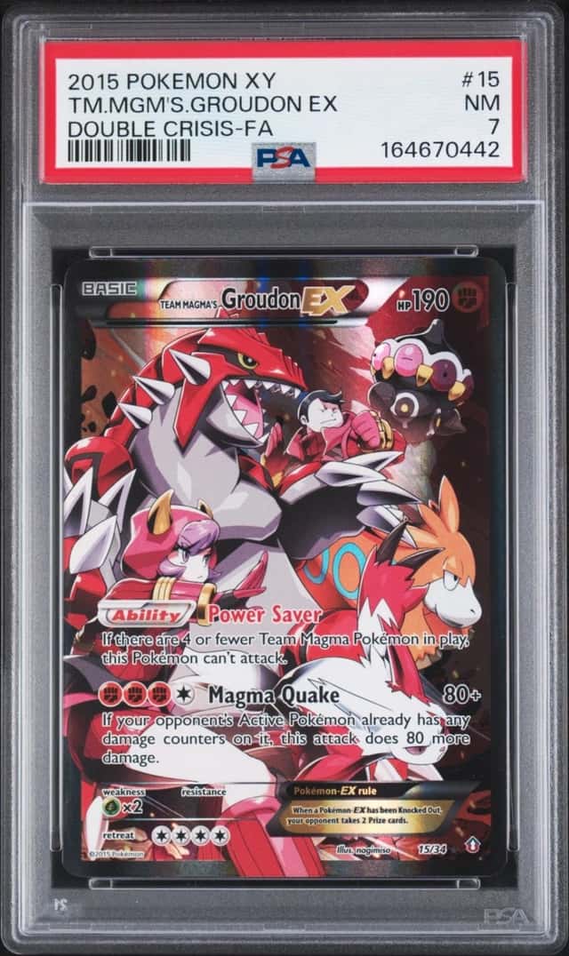 2015 POKEMON XY DOUBLE CRISIS #15 FULL ART/TEAM MAGMA'S GROUDON EX PSA 7