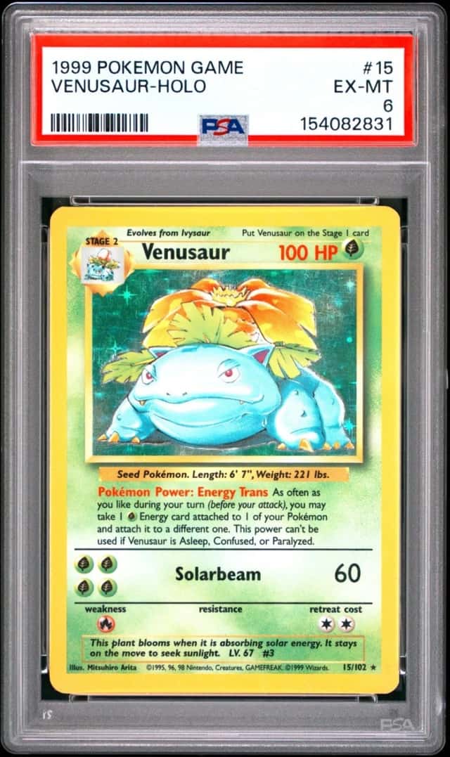POKEMON VENUSAUR-HOLO 1999 GAME BASE SET #15 PSA 6