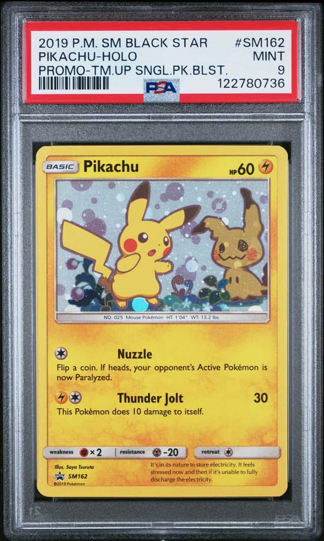 POKEMON PIKACHU 2019 SM BLACK STAR PROMO HOLO #SM162 PSA 9 Q7285