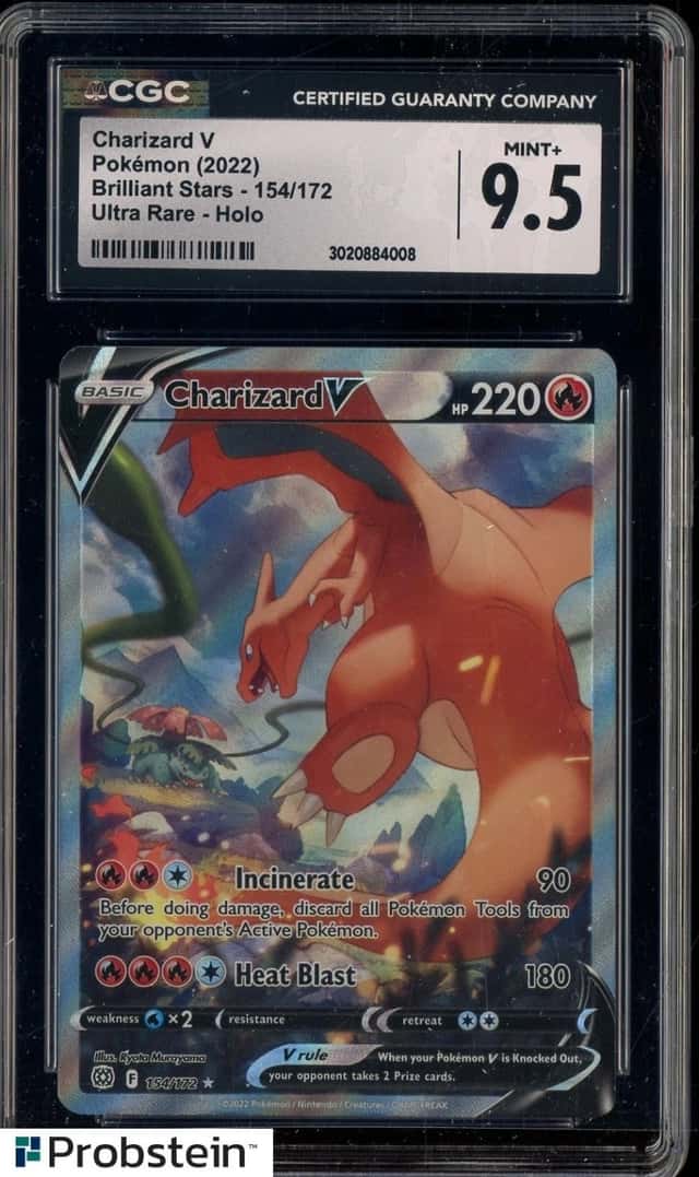 2022 Pokemon Brilliant Stars Ultra Rare #154 Charizard V CGC 9.5 MINT+