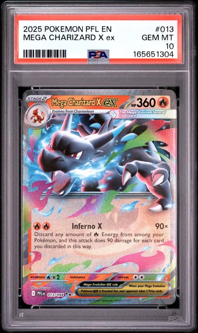 2025 POKEMON PFL EN-PHANTASMAL FLAMES #013 MEGA CHARIZARD X EX PSA 10