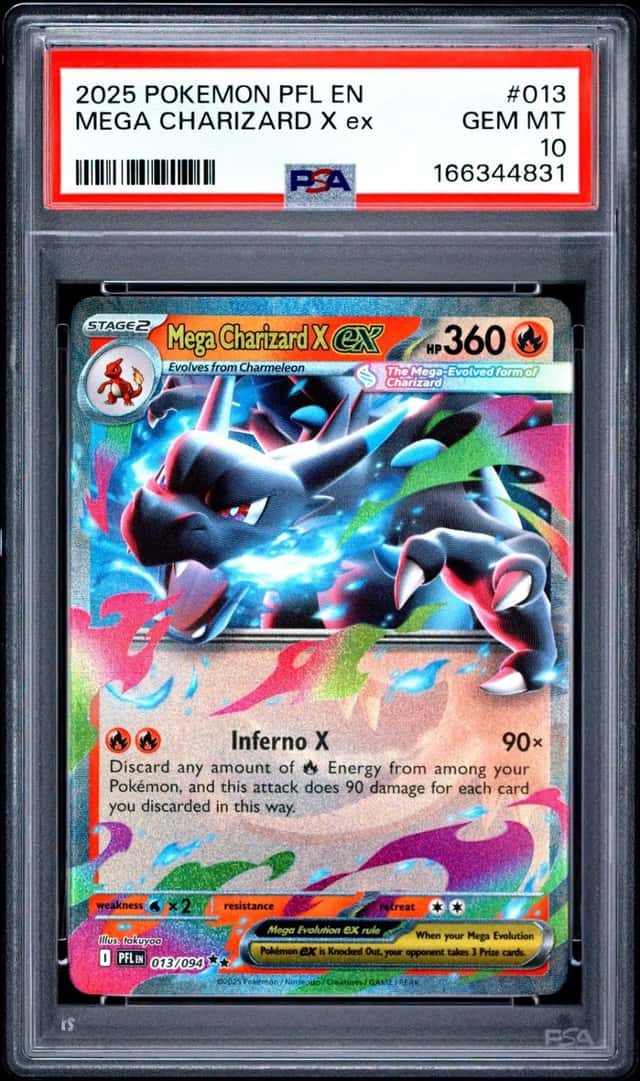 2025 POKEMON PFL EN-PHANTASMAL FLAMES #013 MEGA CHARIZARD X EX PSA 10