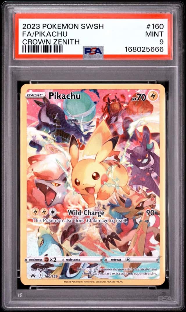 2023 POKEMON SWORD & SHIELD CROWN ZENITH #160 FULL ART/PIKACHU PSA 9