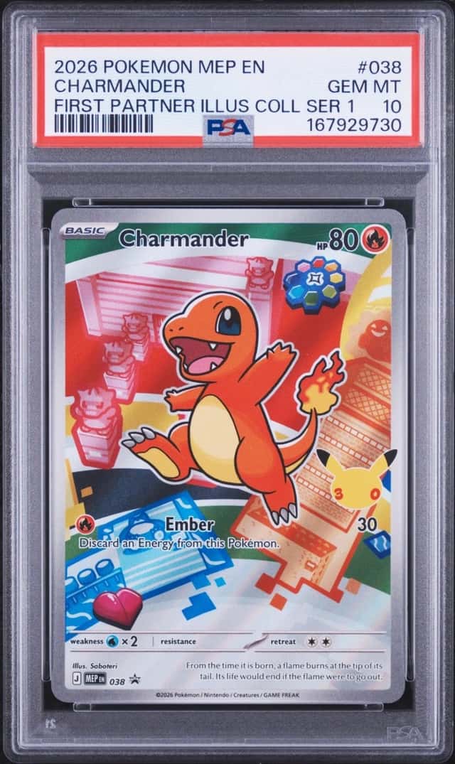 2026 POKEMON MEP FIRST PARTNER ILLUSTRATION COLLECTION #038 CHARMANDER PSA 10