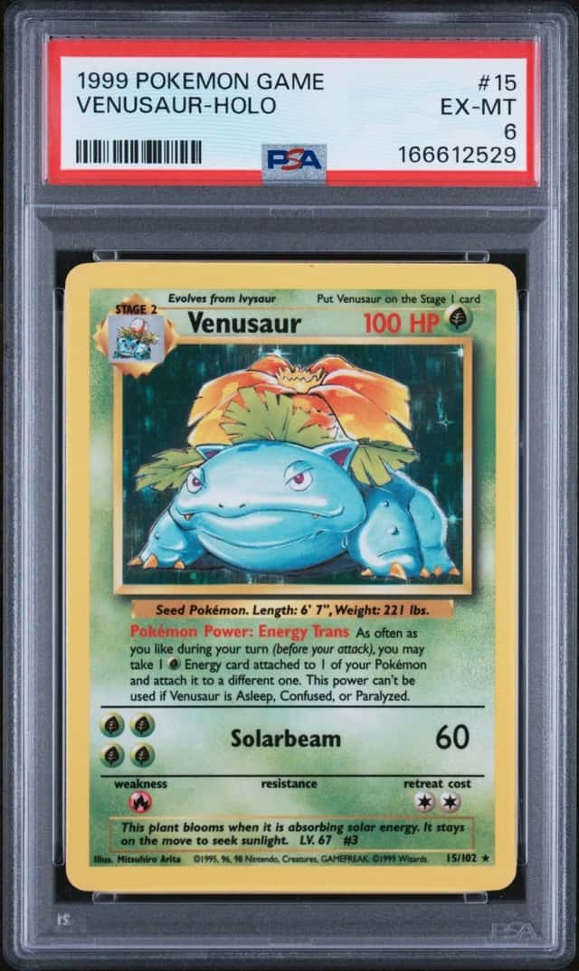 1999 POKEMON BASE SET UNLIMITED #15 VENUSAUR-HOLO PSA 6