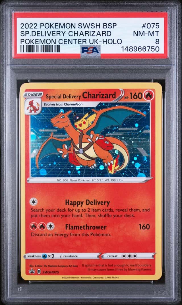 2022 Pokemon SWSH BSP Pokemon Center UK Special Delivery Charizard Holo PSA 8