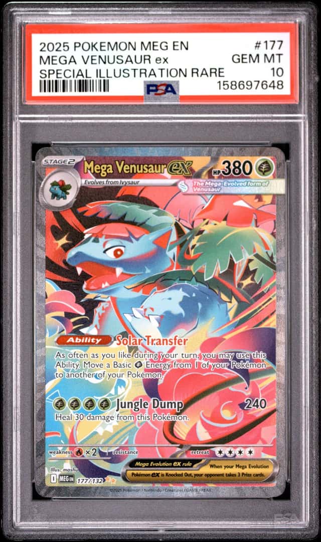 MEGA VENUSAUR EX 2025 POKEMON MEG EN 177/132 SPEC ILLUSTRATION RARE PSA 10 Q6482