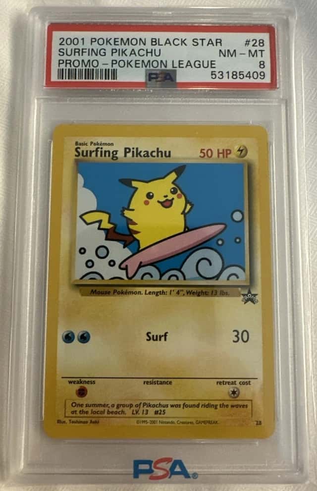 PSA 8 NM-MT Surfing Pikachu 2001 Pokémon Wotc Black Star Promo 28 English