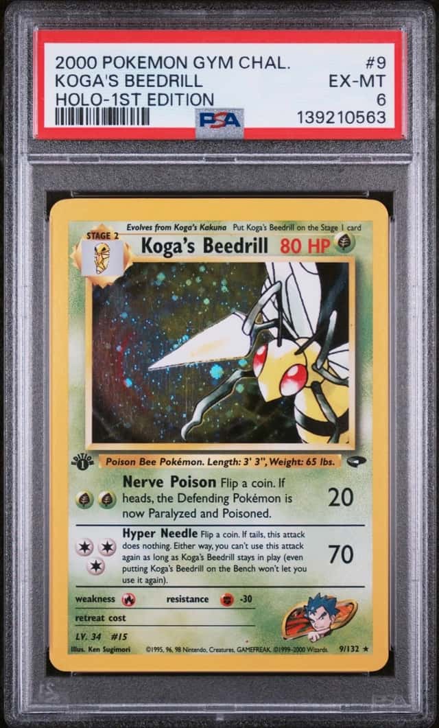 2000 POKEMON GYM CHALLENGE HOLO-1ST EDITION #9 KOGA'S BEEDRILL PSA 6
