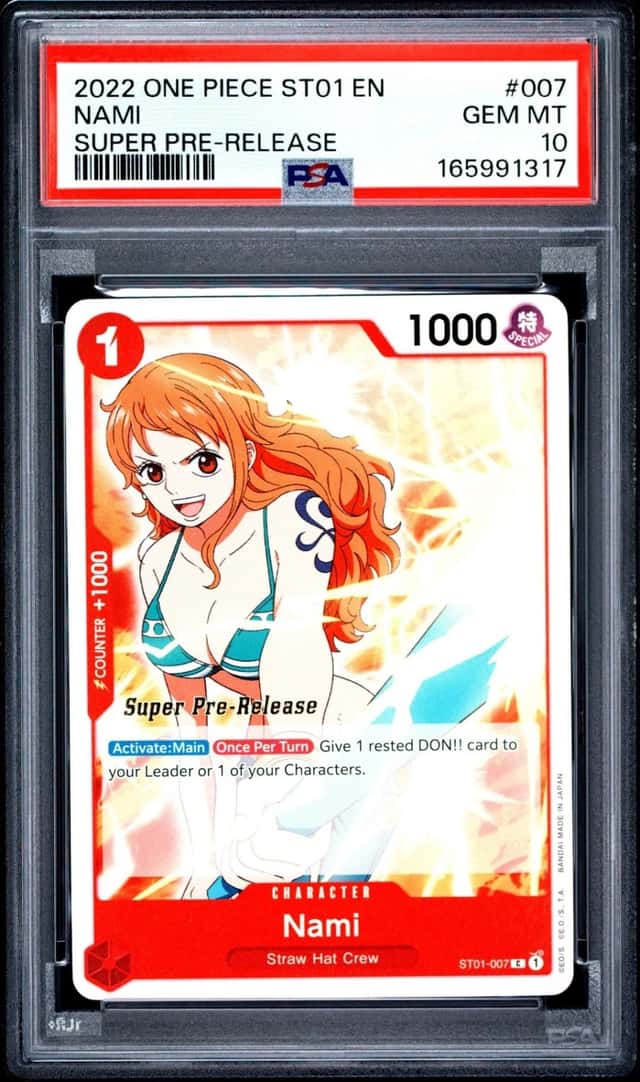 2022 ONE PIECE STARTER DECK ST01-STRAW HAT CREW SUPER PRE-RELEASE NAMI PSA 10