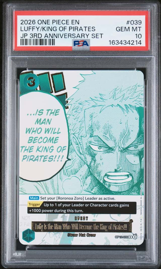 2026 One Piece Japanese 3rd Anniversary Luffy King Of Pirates #OP12-039 PSA 10
