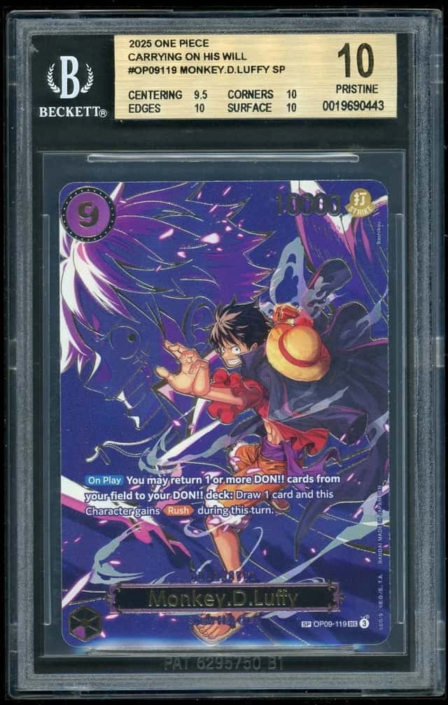One Piece Monkey.D.Luffy SP 2025 Card Game Carrying on His Will BGS 10