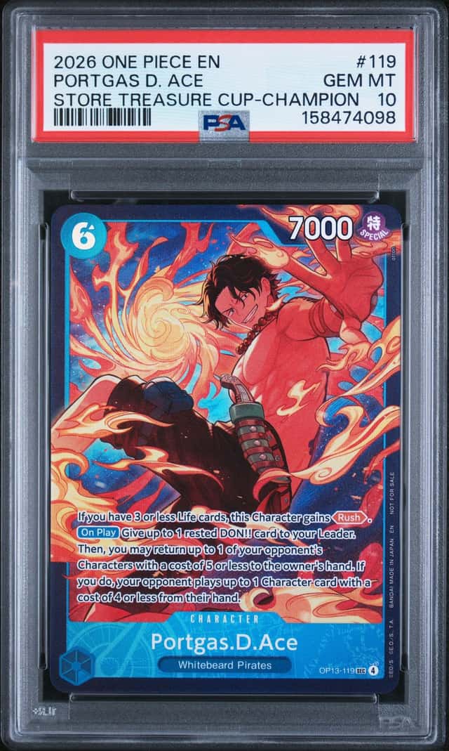 2026 One Piece Store Treasure Cup Champion Portgas.D.Ace SEC PSA 10 #OP13-119