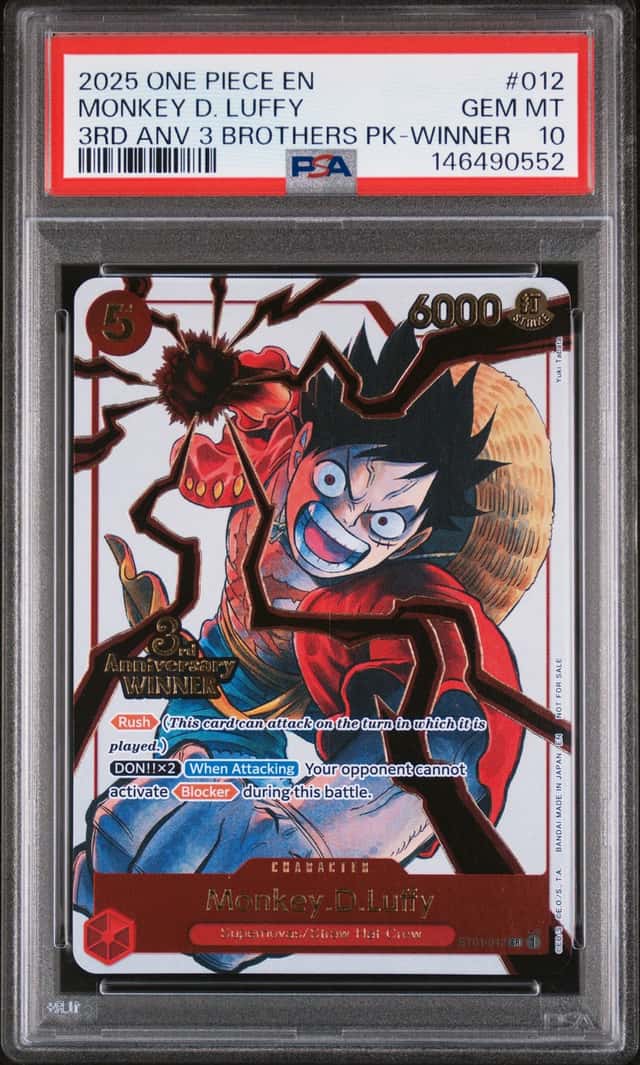 2025 One Piece 3rd Anniversary Monkey D. Luffy Promos Winner #ST01-012 PSA 10