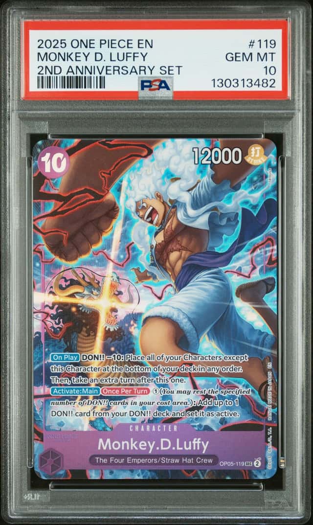 2025 One Piece 2nd Anniversary Monkey D. Luffy Secret Rare #OP05-119 PSA 10