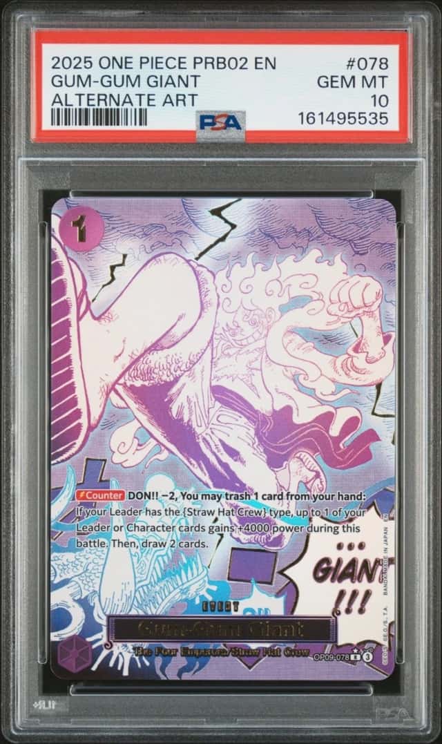 ONE PIECE GUM-GUM GIANT 2025 PRB02-PREM BSTER -OPCTB- VOL.2 #078 ALT ART PSA 10