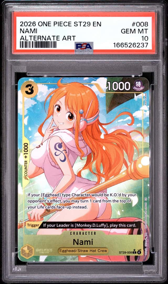 2026 ONE PIECE STARTER DECK ST29-EGGHEAD ALTERNATE ART #008 NAMI PSA 10