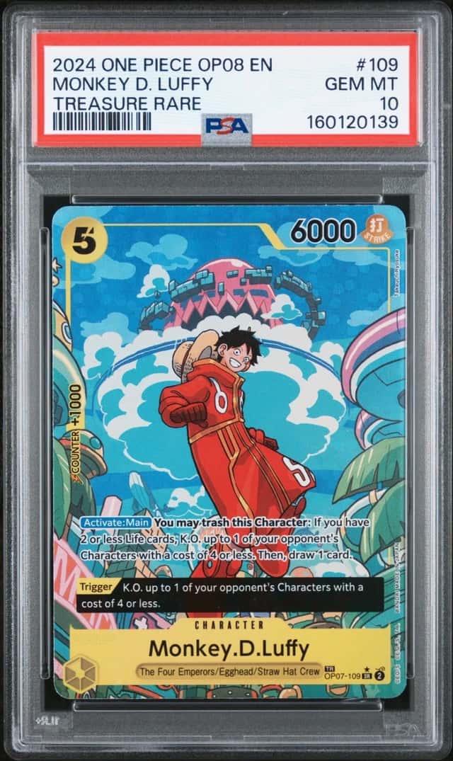2024 ONE PIECE OP08-TWO LEGENDS TREASURE RARE #109 MONKEY D. LUFFY PSA 10