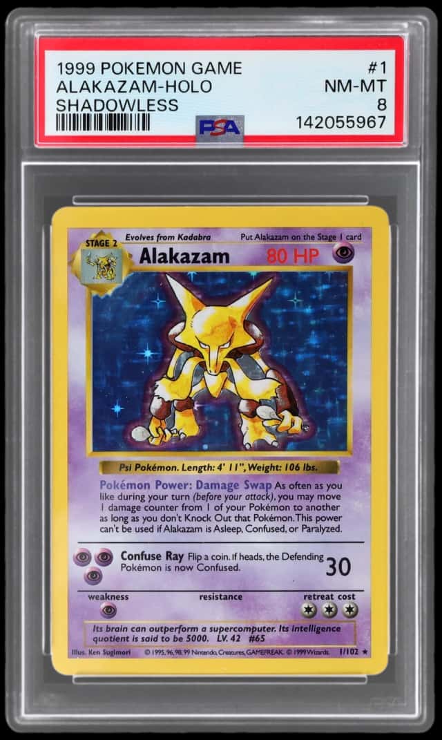 1999 Pokemon Base Set Shadowless Holo Alakazam #1