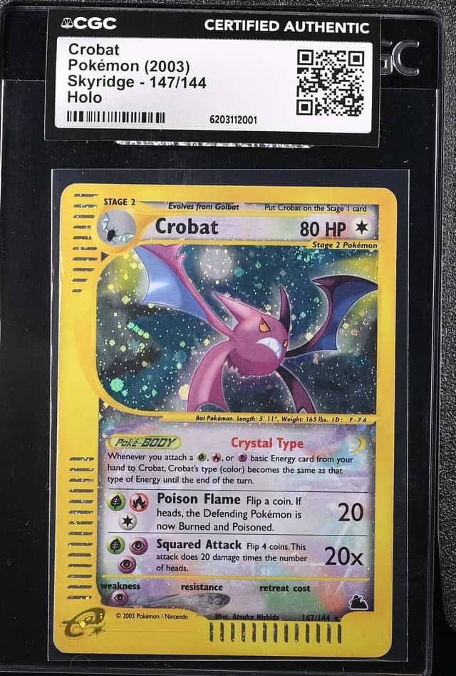 2003 Pokemon Skyridge Holo Crystal Crobat #147 CGC AUTH