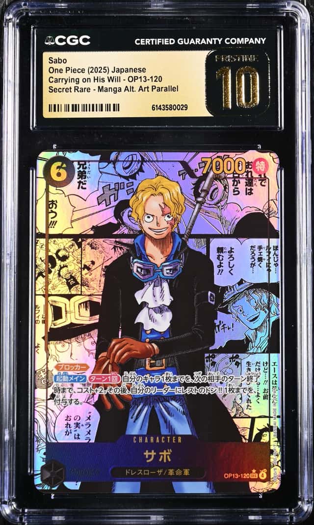 2025 One Piece Japanese OP-13 Carrying on His Will Secret Rare Manga Alternate Art Parallel #OP13-120 Sabo - CGC PRISTINE 10