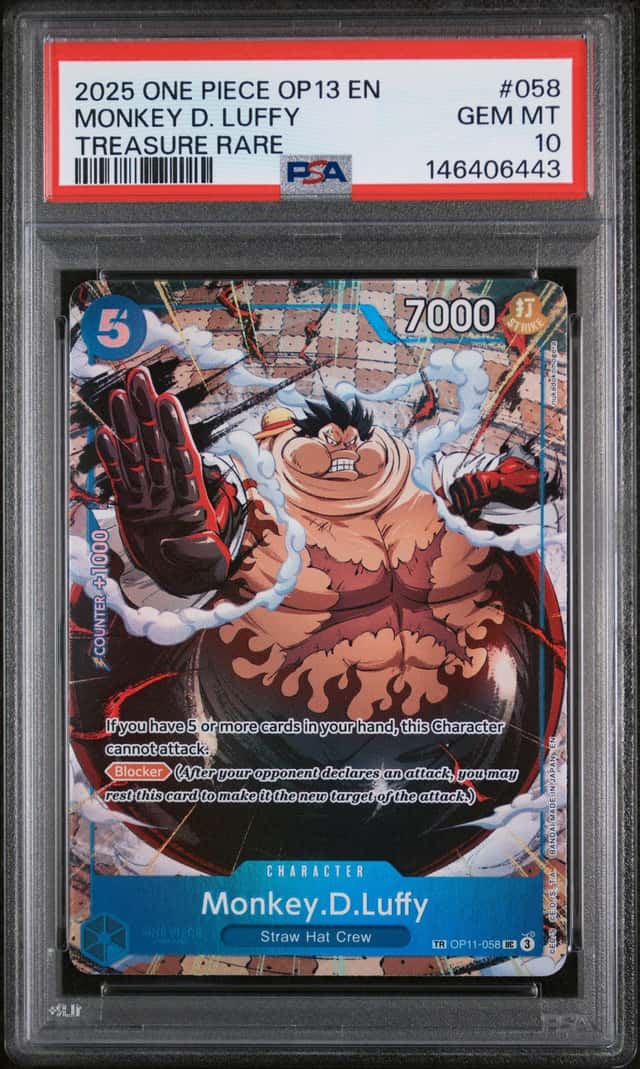 PSA 10 Monkey D Luffy OP11-058 Carrying On His Will Treasure Rare One Piece CCG