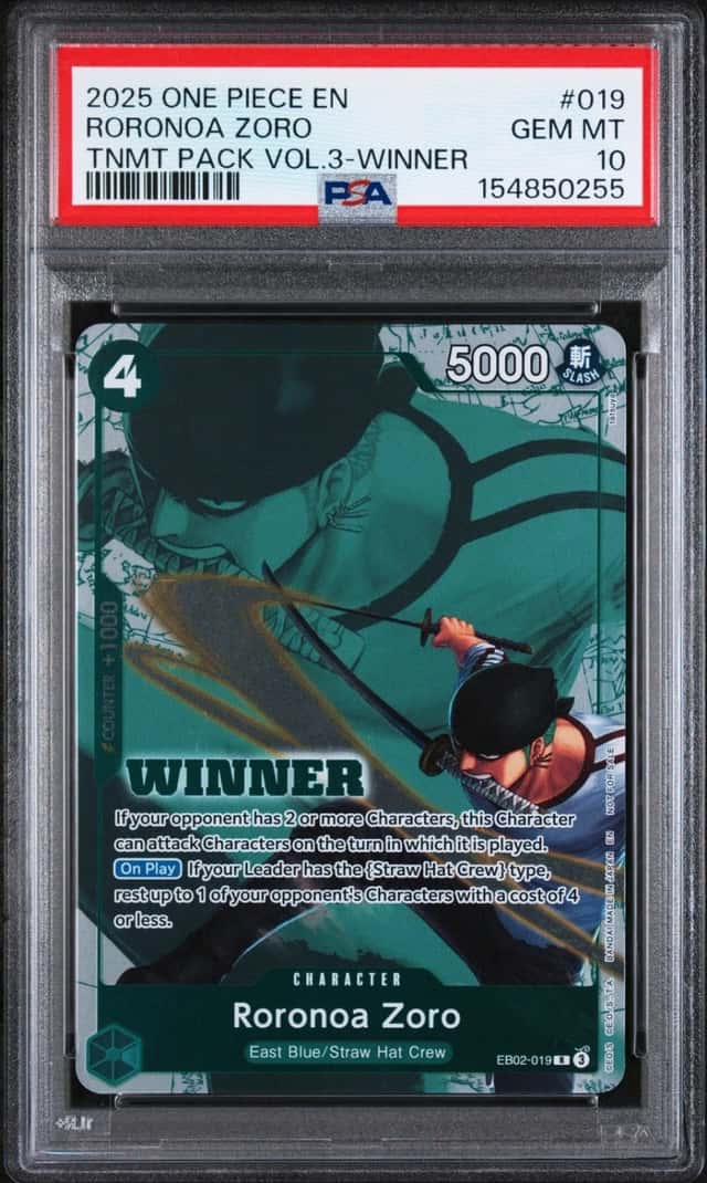 2025 ONE PIECE TOURNAMENT PACK VOL.3 WINNER #019 RORONOA ZORO PSA 10