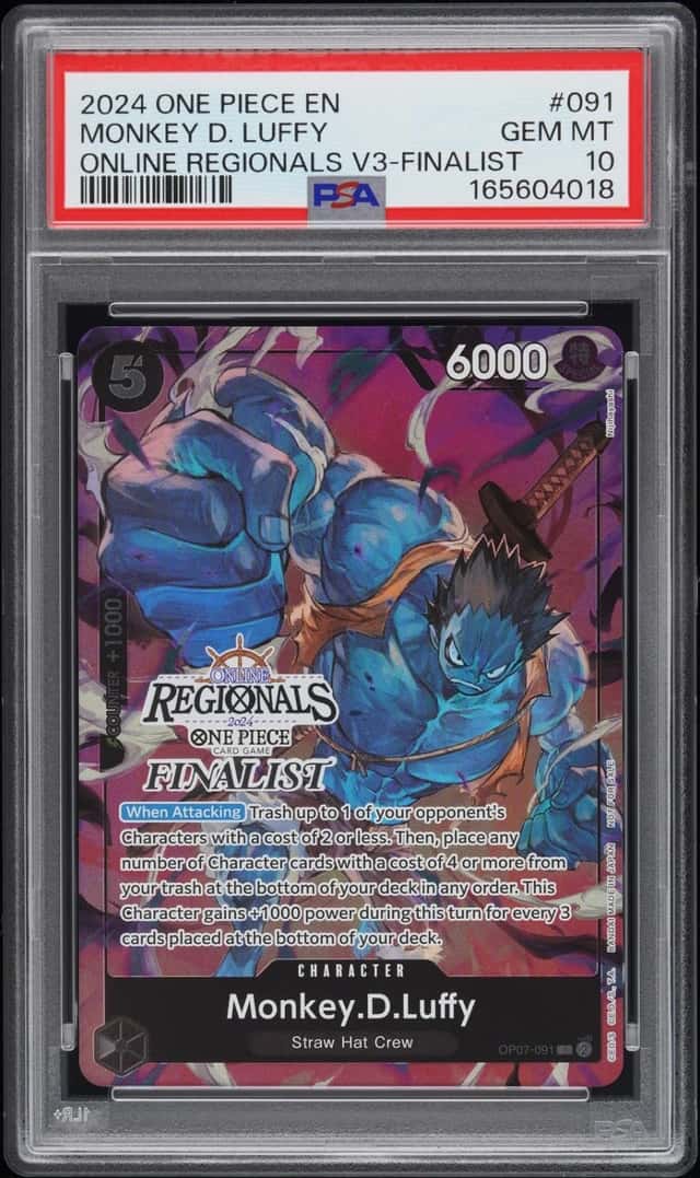 2024 ONE PIECE ONLINE REGIONALS PACK 2024 VOL.3 FINALIST MONKEY D. LUFFY PSA 10