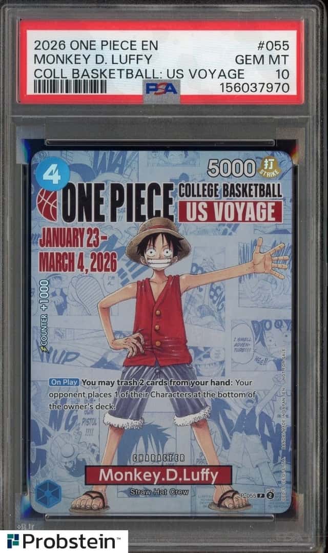 #1 2026 One Piece En Coll Basketball : US Voyage #055 Monkey D. Luffy PSA 10